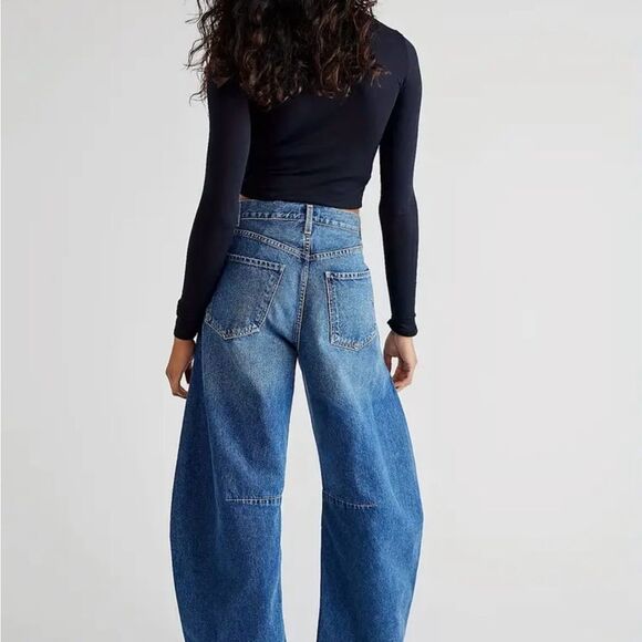BWT Barrel Jean Wide Leg Denim - Picture 4 of 12